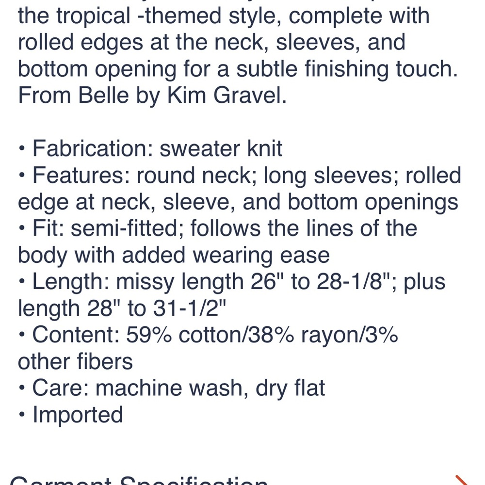 Belle by Kim Gravel Pink and Gold Palm Sweatshirt - Picture 5 of 5